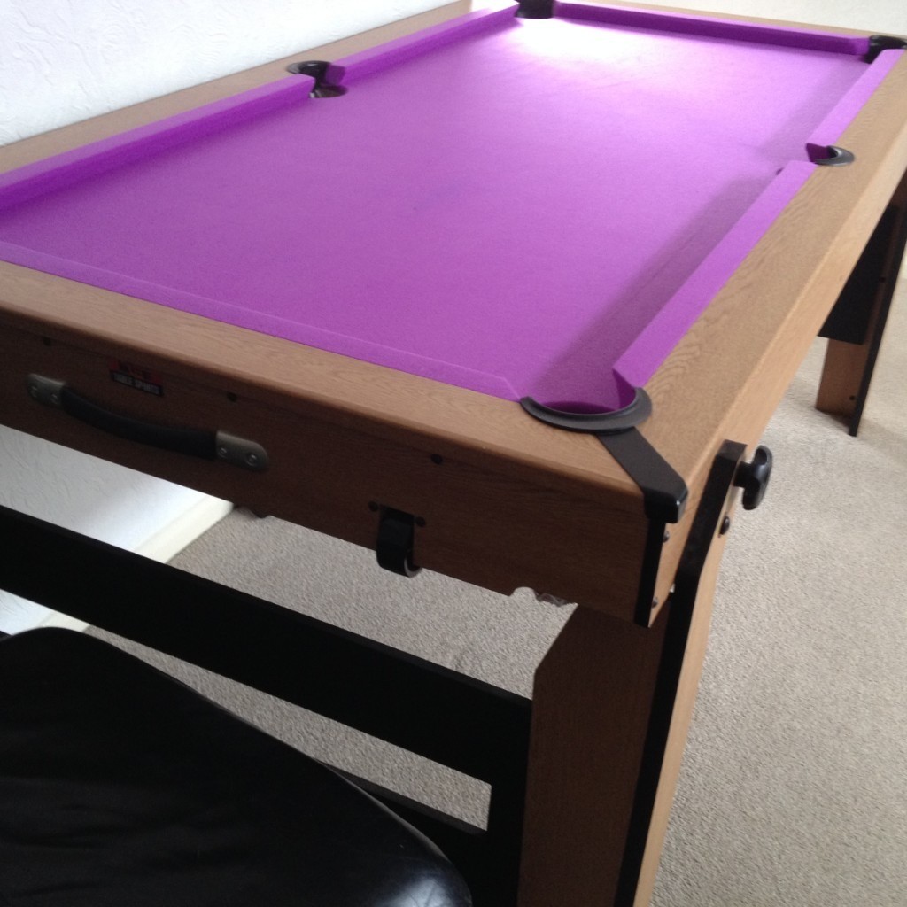 BCE 6Ft Rolling/Lay Flat Folding Pool Table With Cues, Pool Balls, Triangle Chalk Etc in