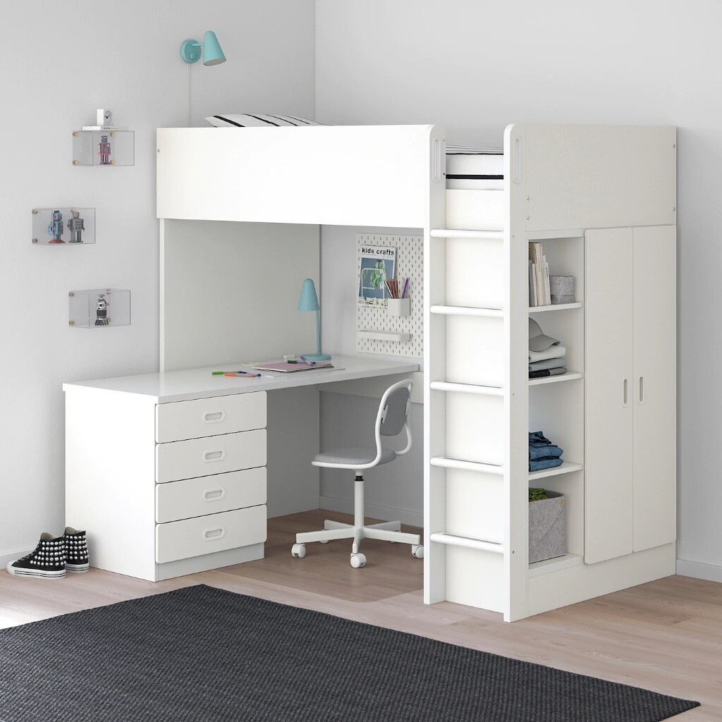 Kid's Loft Bed Combination (IKEA, Stuva) with desk, cupboard, drawers