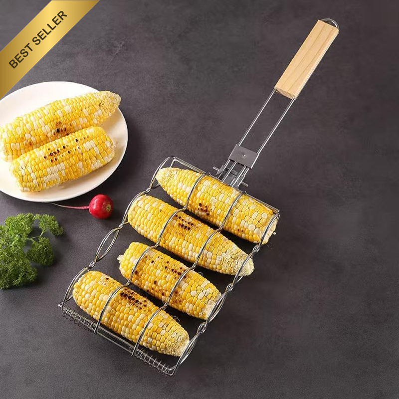 Corn Grill Basket, Portable Barbecue Grilling Basket, Foldable Corn Cob Grills R