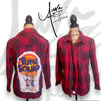 UPCYCLED Auva Creations Tune Squad Vintage Button Down Flannel Plaid