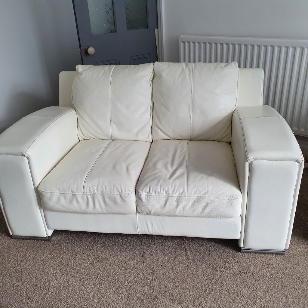 White 2 Seater Leather Sofa in Hartlepool, County Durham Gumtree