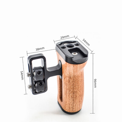 Universal DSLR Camera Cage Wooden/Metal Side Handle Grip Mini Handgrip with 1/4