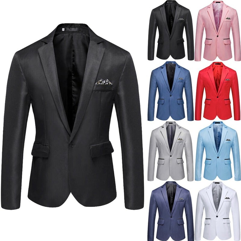Men Formal One Button Blazer Tuxedo Coat Business Wedding Party Dress Suit US.
