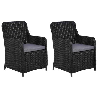 vidaXL 2x Gartenstuhl mit Polster Poly Rattan Gartensessel Sessel Stuhl Stühle