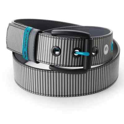 New Tony Hawk Men's Gray Embossed Striped Textured Faux Leather Casual Belt
