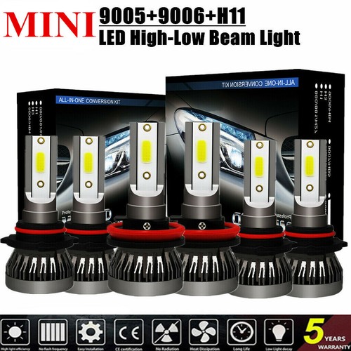 H11 9005 LED Headlights Bulb 5400W 810000LM Combo Hi Lo Beam 6000K Lamp 9006