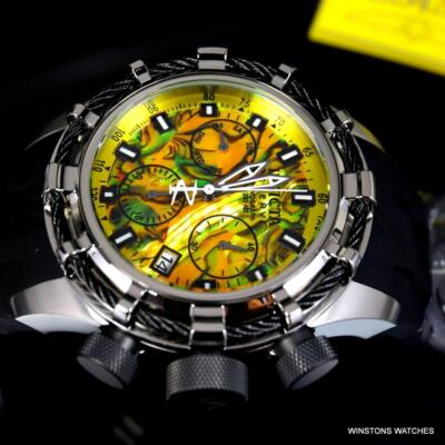Pre-owned Invicta Reserve Bolt Sport Yellow Abalone Rose Gold Cable 50mm Watch Rubber