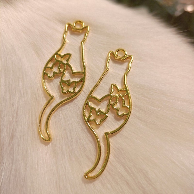 20Pcs Epoxy Resin Alloy Kitten Open Back Bezel Pendants Cat
