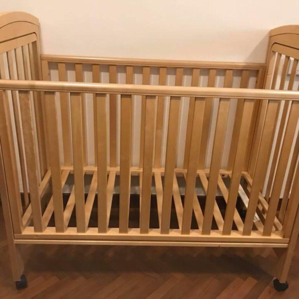 Troll Natural Solid Birch Wood Bedside Sleeper Dropside Cot Crib
