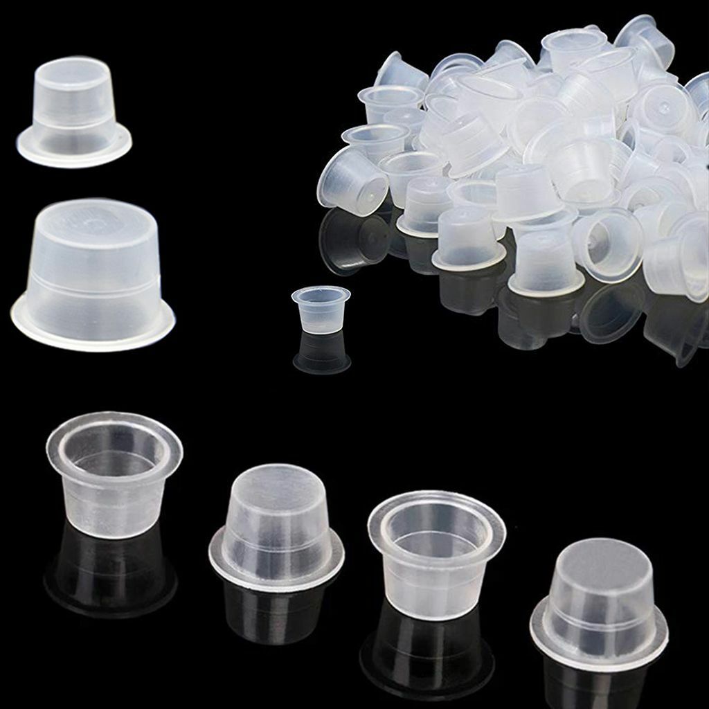 New 100/200/500/1000pcs Plastic Tattoo Ink Cup Cap Pigment Container 2Size