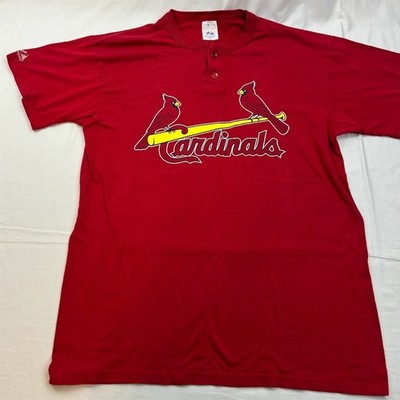 St. Louis Cardinals Majestic MLB Shirt Unisex Adult Size L Red Henley