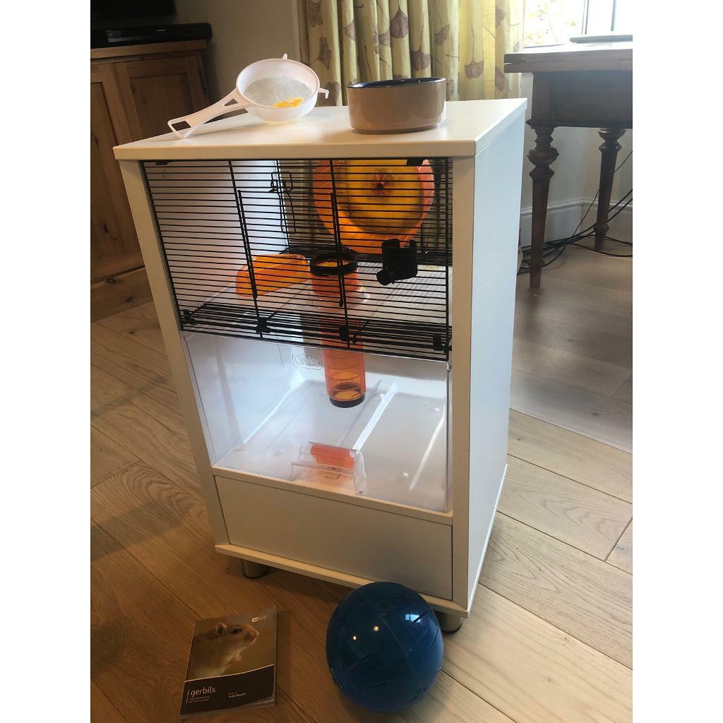 omlet white qute gerbil and hamster cage with storage