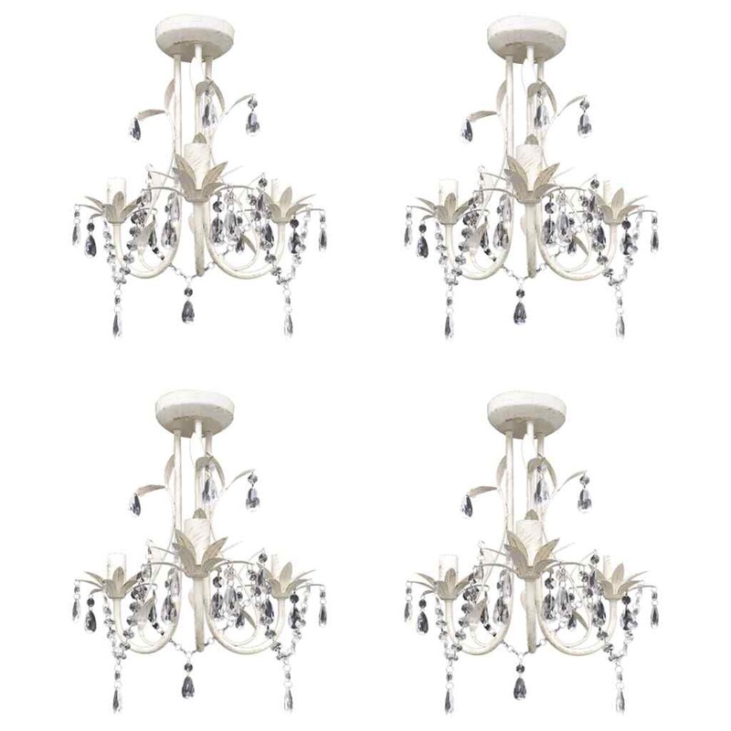 Lustres Suspendus ÃÂ  Cristaux 4 Pcs Blanc ÃÂ©LÃÂ©Gant