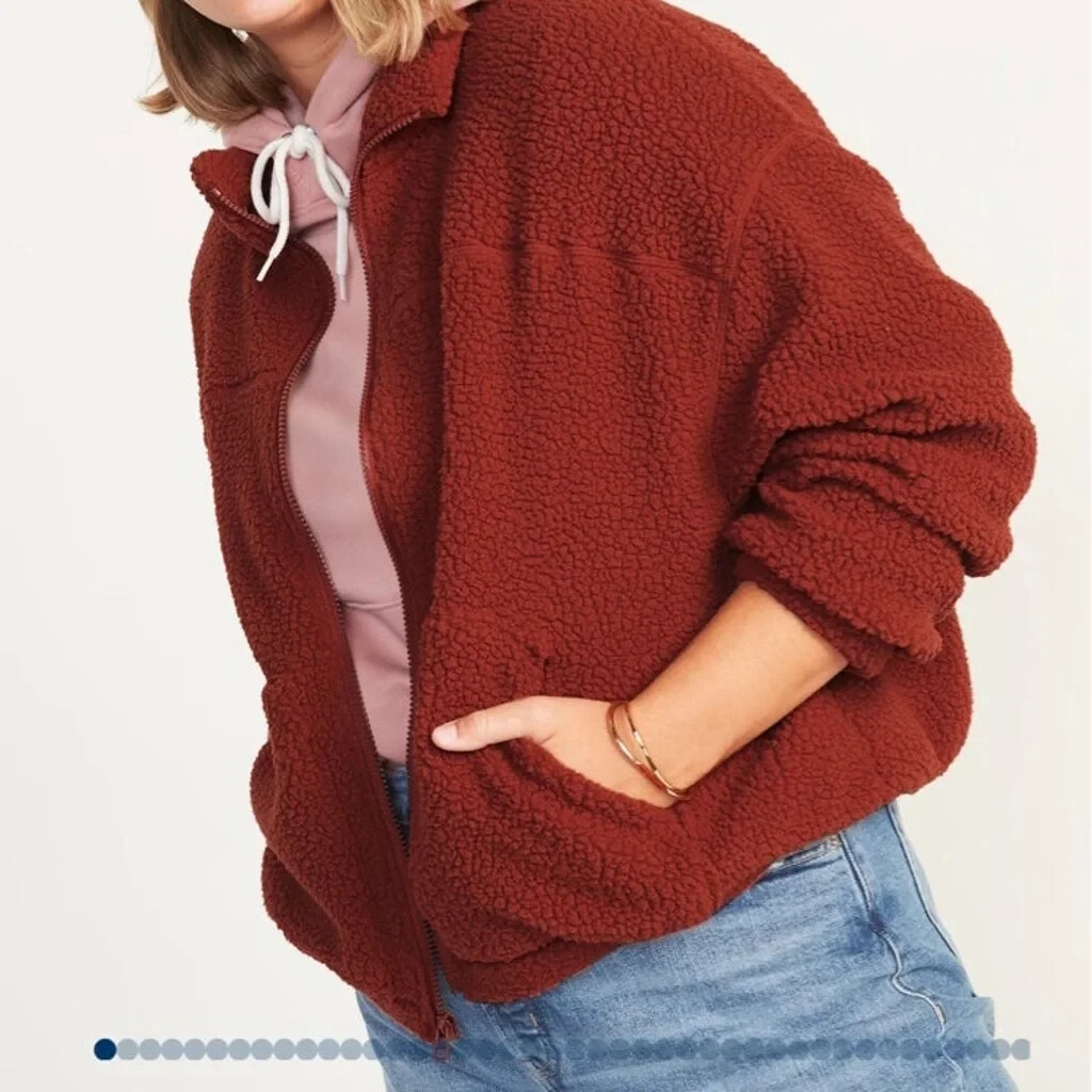 

Куртка Old Navy Cinnanym Sherpa на полной молнии, размер XXL, высокий, Коричневый