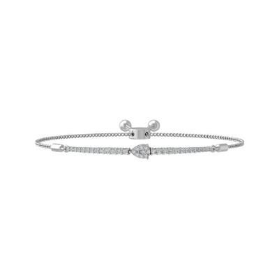 10k White Gold Round Lab Grown Diamond Composite Bracelet Gift For Women 7''