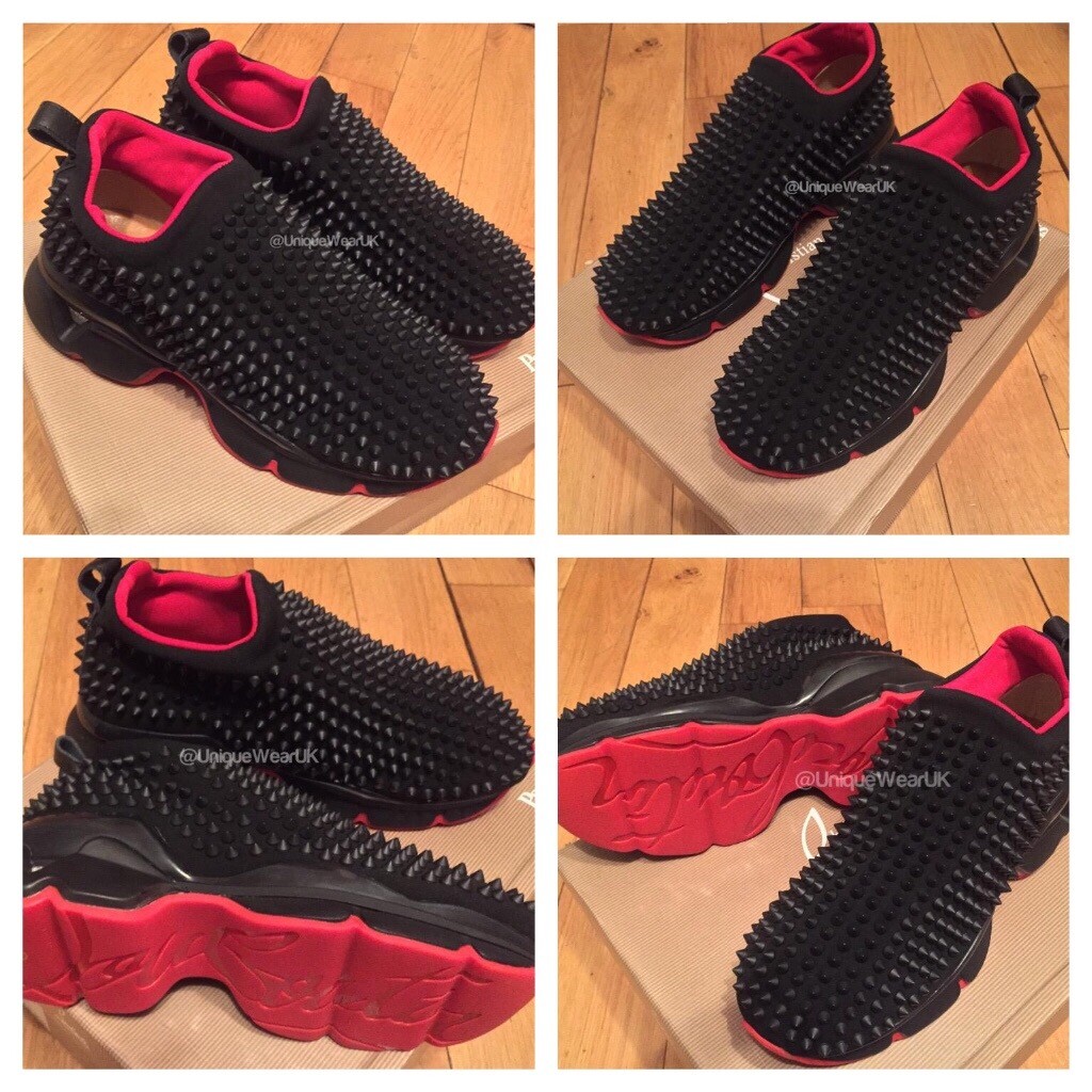 black spike red bottom sneakers