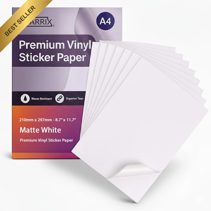 Australia Printable Vinyl Sticker Paper for Inkjet Laser Printer, Matte White, 1