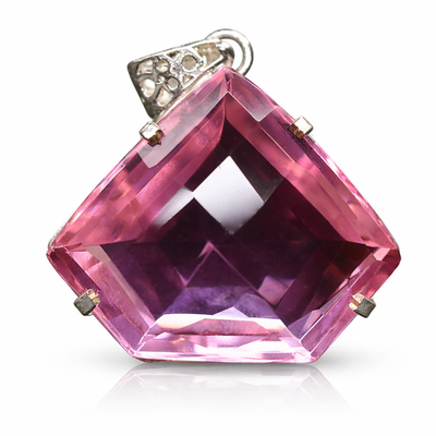 Lab Created 103.65 Ct Fancy Cut Sapphire Certified Sterling Silver Gems Pendant