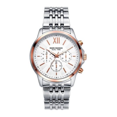 Mark Maddox Men's 42mm Silver & Rose Gold Chronograph Watch - HM6007-87