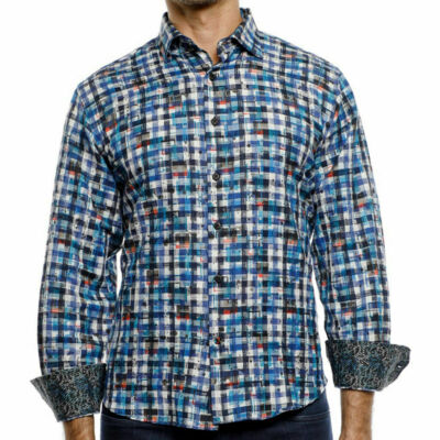 VISCONTI BLACK Men's Long Sleeve Shirt Blue Size S