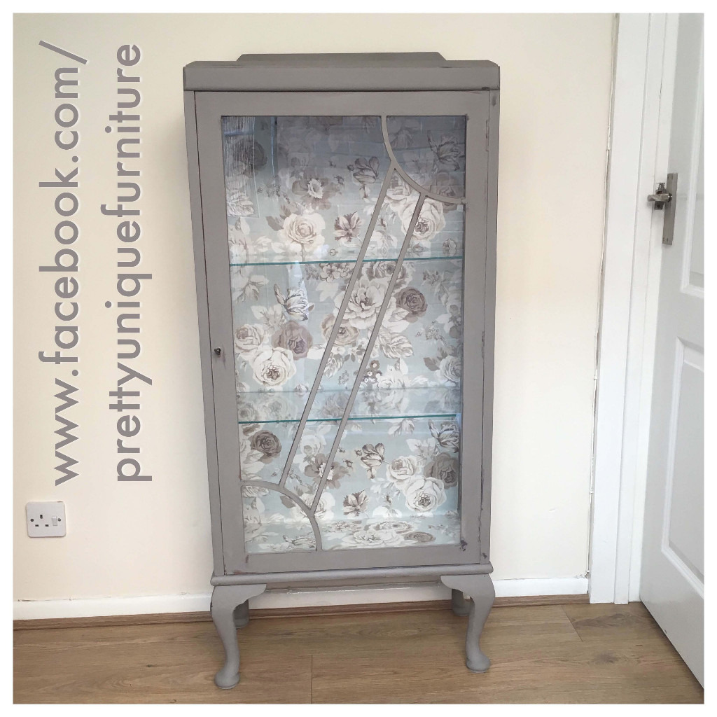 Fabric Backed Vintage Glass Display Annie Sloan French Linen