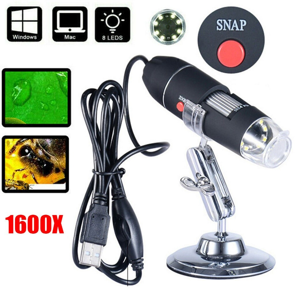 1600X 8 LED USB Microscope Digital Electronic Magnifier HD Camera for