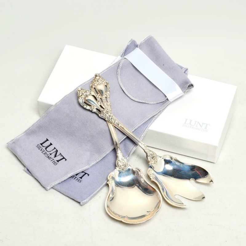 Lunt Sterling Solid Silver Eloquence Serving Fork Spoon Set with