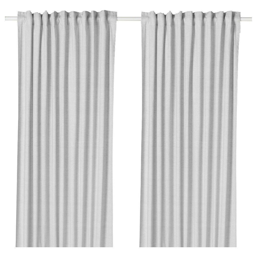 Ikea Hannalill Curtains Pair Light Grey New 145 X 250 Cm