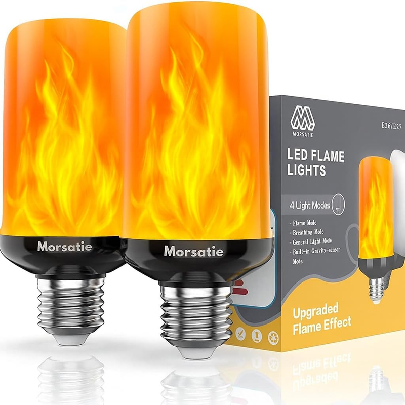【Upgraded Flame】 LED Flame Light Bulbs, 4-Mode Flickering Light Bulbs with Upsi