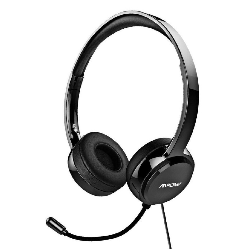 MPOW Black Wired Computer Headset 