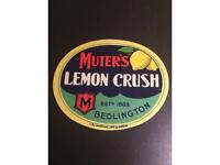 Vintage Muters lemon crush label 