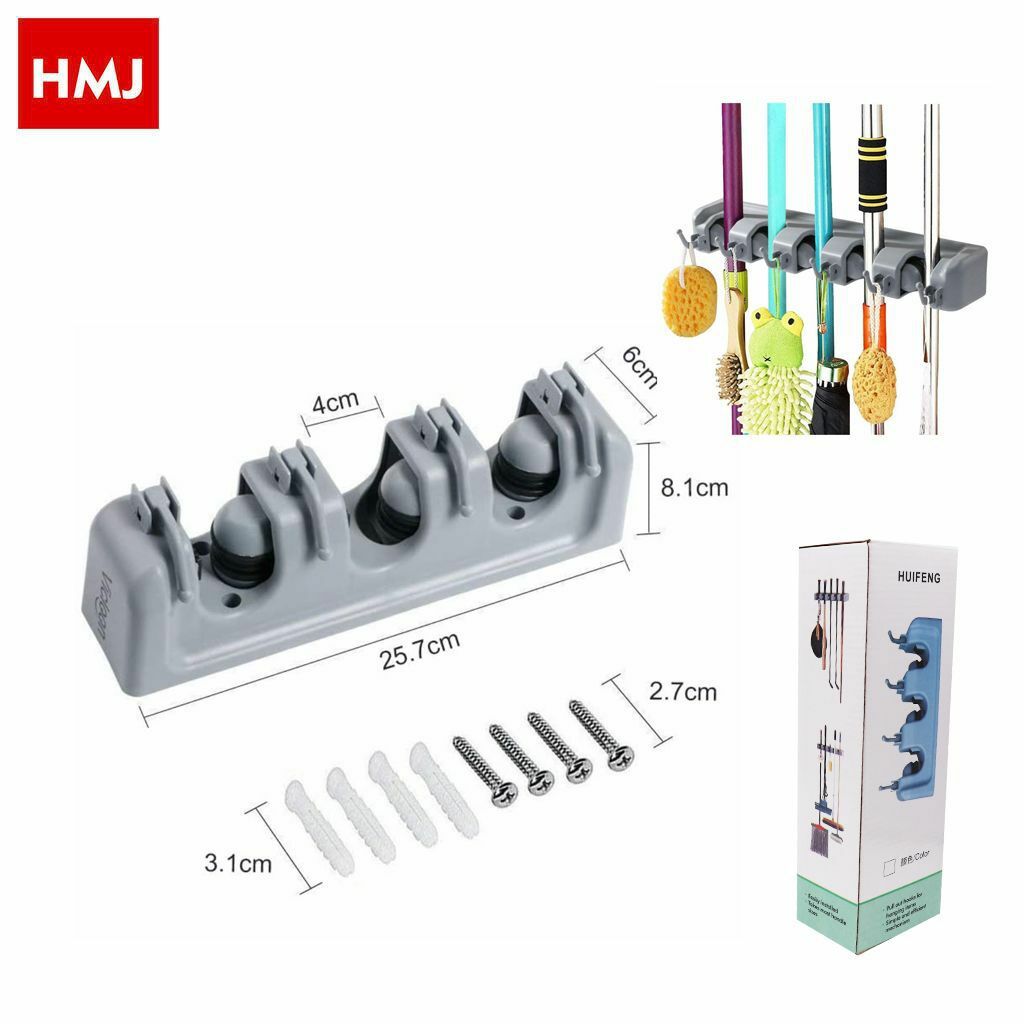 Supporto Da Muro Porta 3 Scope Staffa Parete Casa Accessori hmj