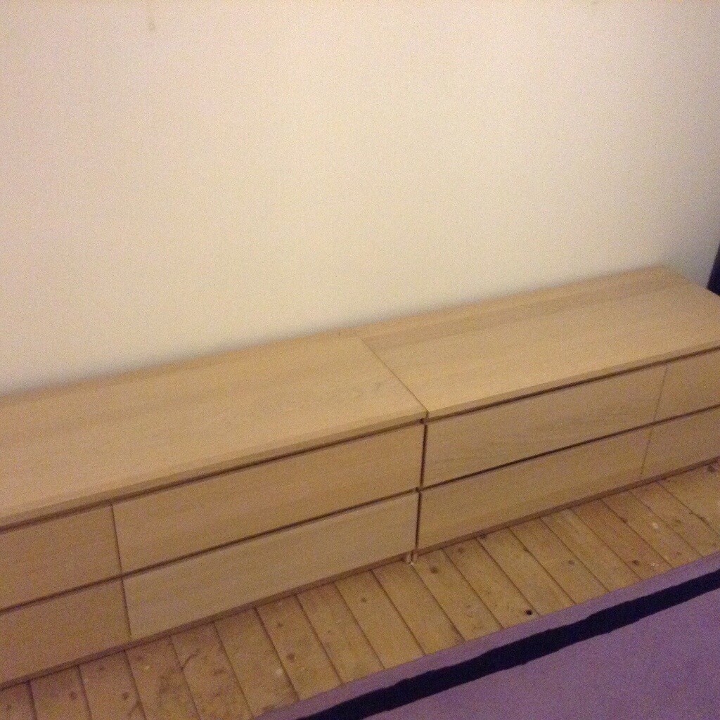 Ikea Malm 4 Drawer Chest Oak Veneer L 120cm D48cm H 55cm In
