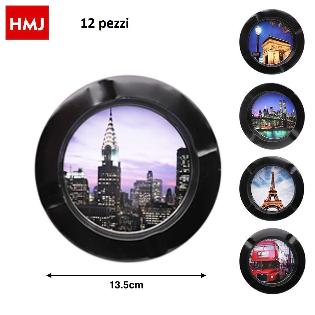 Set 12 Pz Posacenere In Metallo Da Tavolo Pub Ashtray Portacenere Città hmj