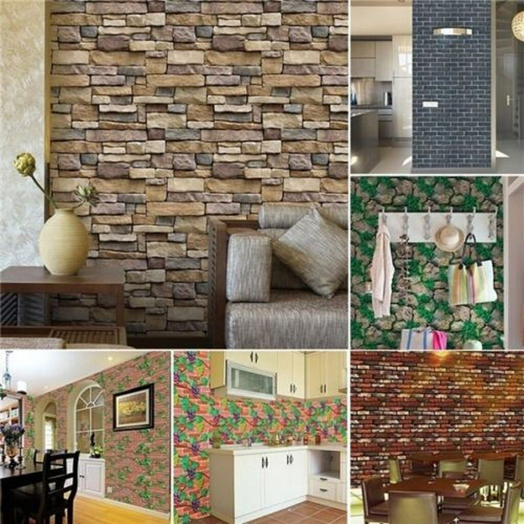 3D Self Adhesive Tile Wall Sticker PVC Fake Brick Wall Decal Home Decor