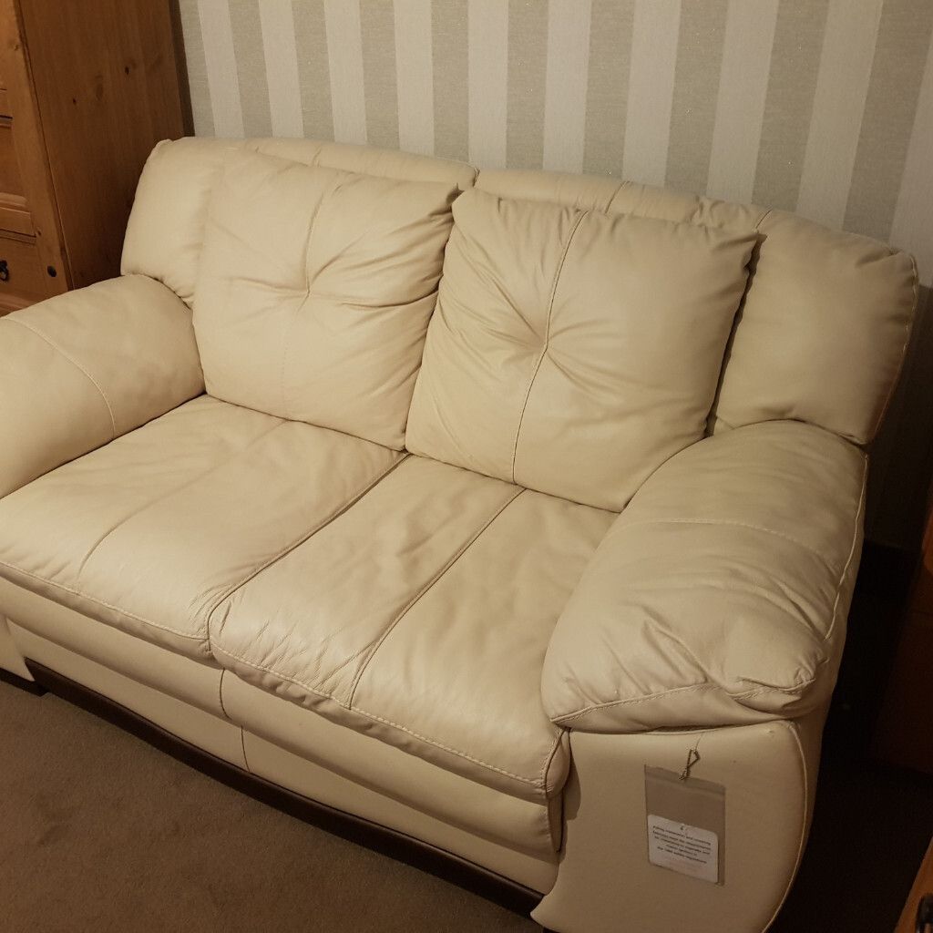 DFS 2 Seater Cream Leather Sofa in Redhill, Surrey Gumtree