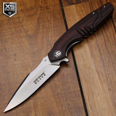 HUNT DOWN 8'' BALL BEARING Modern Drop Point G10 HANDLE Folding Pocket Knife
