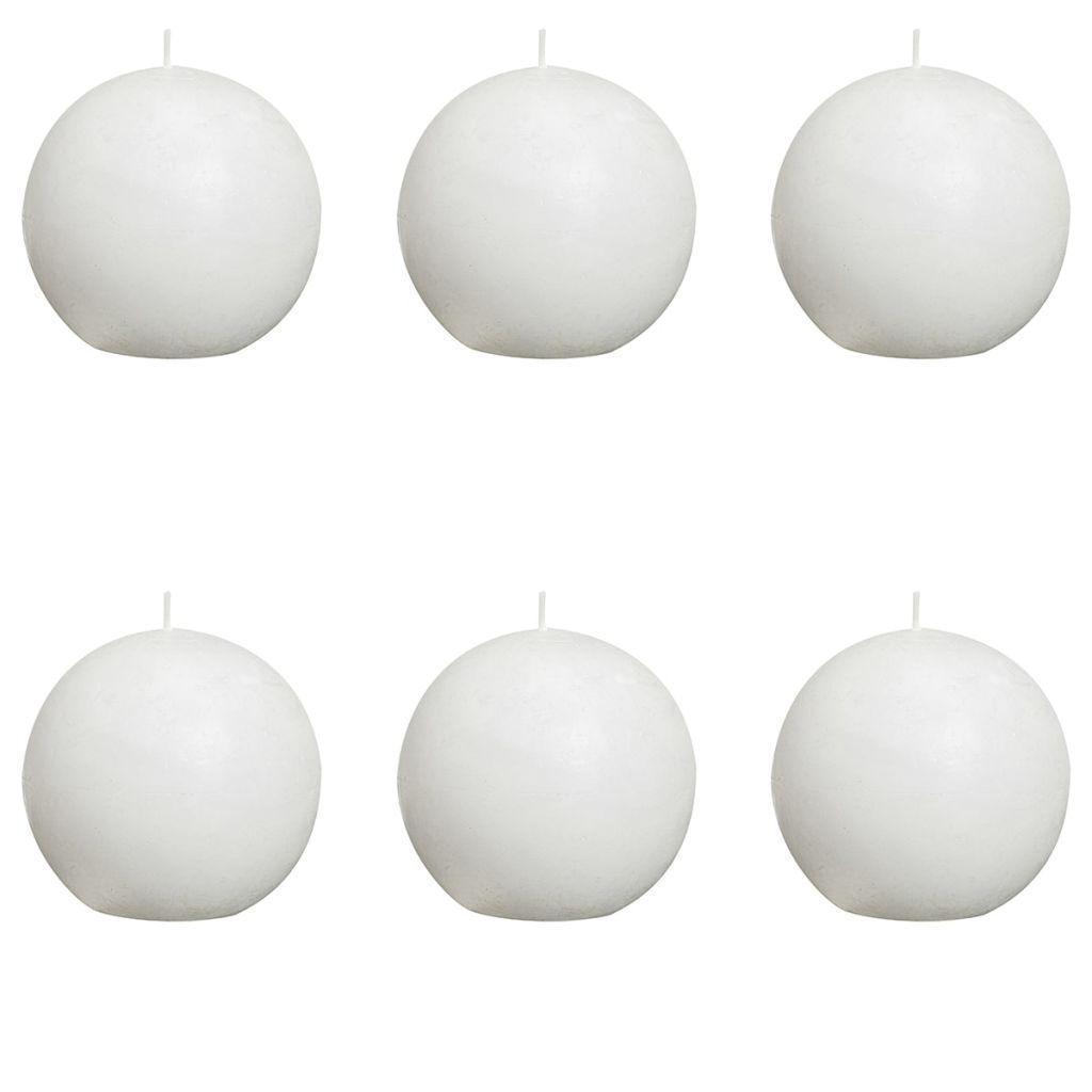 Set 6 Pezzi Candele Cera Sfera Sferiche Bianche 6cm dfh