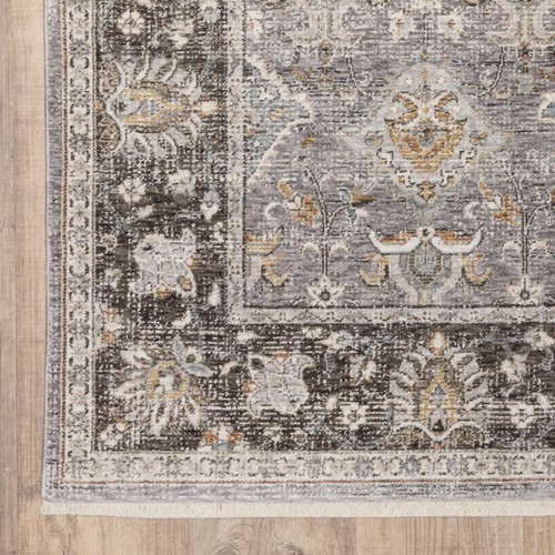 Серо-голубой коврик Oriental Power Loom размером 6 X 9 Дюймов, устойчивый к пятнам, с бахромой
