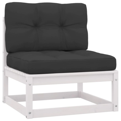 vidaXL 2 Piece Garden Lounge Set with Cushions White Solid Pinewood