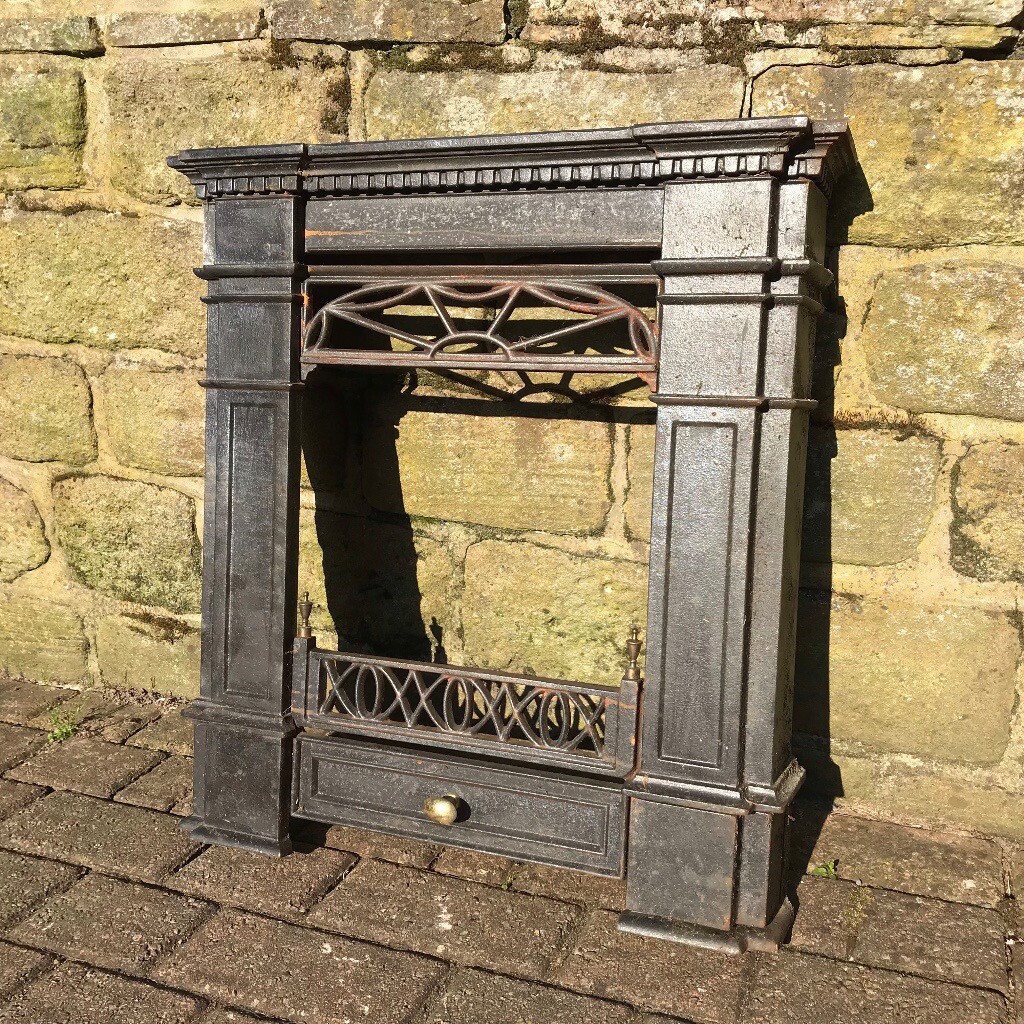 Antique Black Cast Iron Fireplace Surround removed from a Victorian