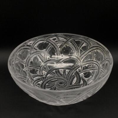 ONE LALIQUE PINSONS 9.25” SIGNED CRYSTAL GLASS BIRD BOWL