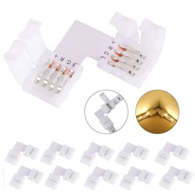 L-Shape 4pin 10MM Corner Connector Adapter For 5050/3528 RGB LED Strip Light