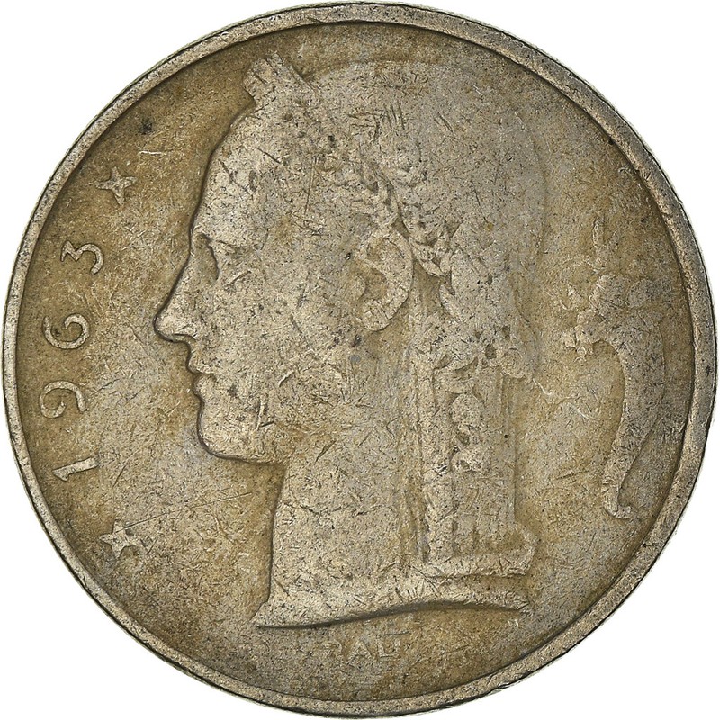 [#933322] Monnaie, Belgique, 5 Francs, 5 Frank, 1963