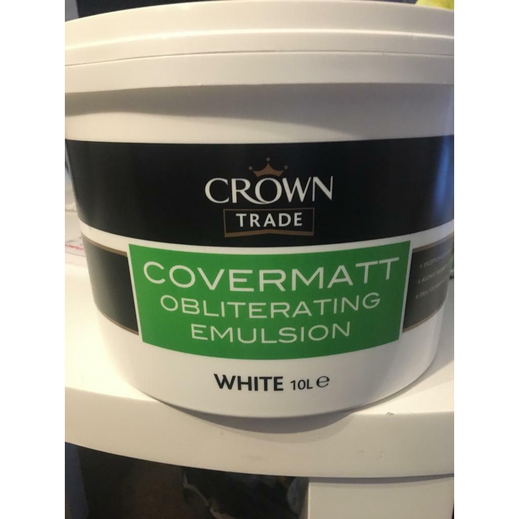 Crown trade cover matt obliterating 10l white paint New never opened in Manchester City Centre