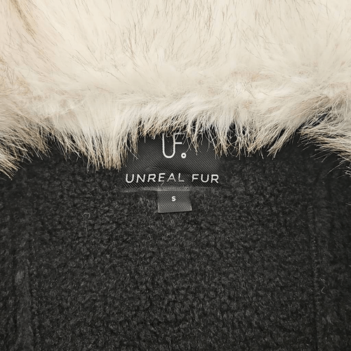 Pre-owned Unreal Fur Wet Look Aviator Black Jacket Fashion Club Womens Small In Multicolor