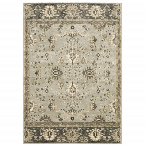 Устойчивый к пятнам коврик Oriental Power Loom Размером 8 X 11 Дюймов, Серый, Коричневый, Бежевый