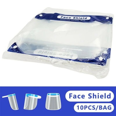 Face Shield, Reusable Adjustable Transparent Protective Eye Face Mask - 10 Pack