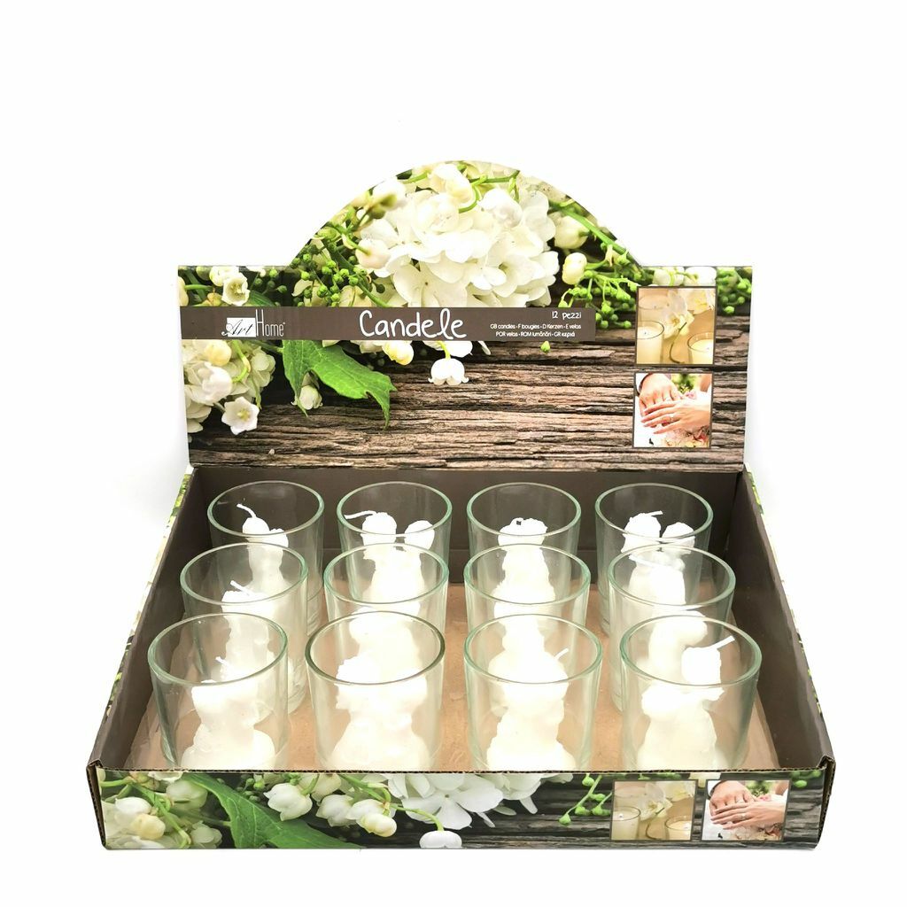 Set 12 Pezzi Candele A Forma Di Sposi In Bicchiere sus