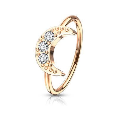 1pc Bendable Hoop / Cartilage Ring CZ Gem Crescent Moon for Nose, Rook, Daith